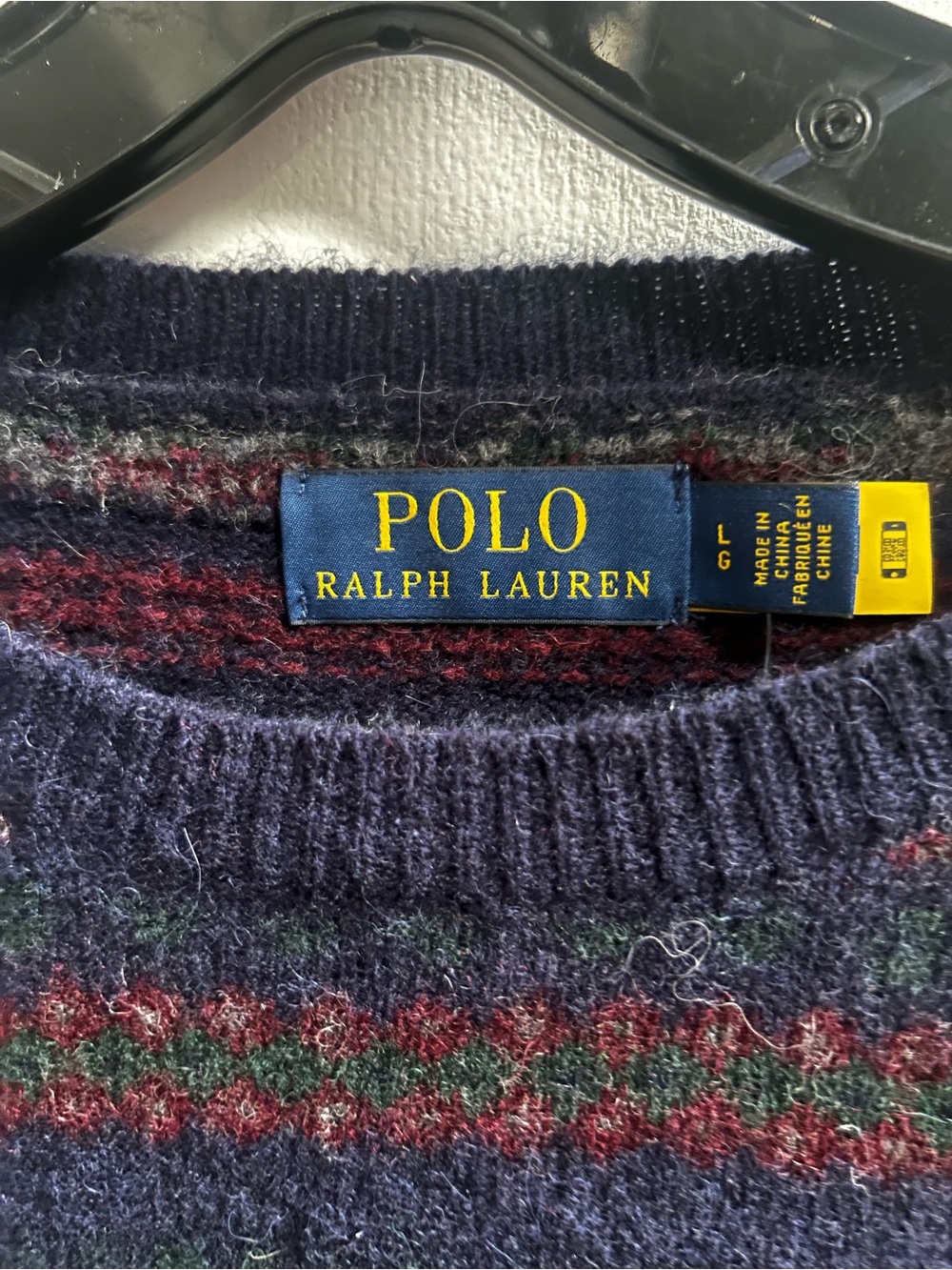 Polo Ralph Lauren Navy Fair Isle wool blend Nordic Inspired Crewneck Sweater L